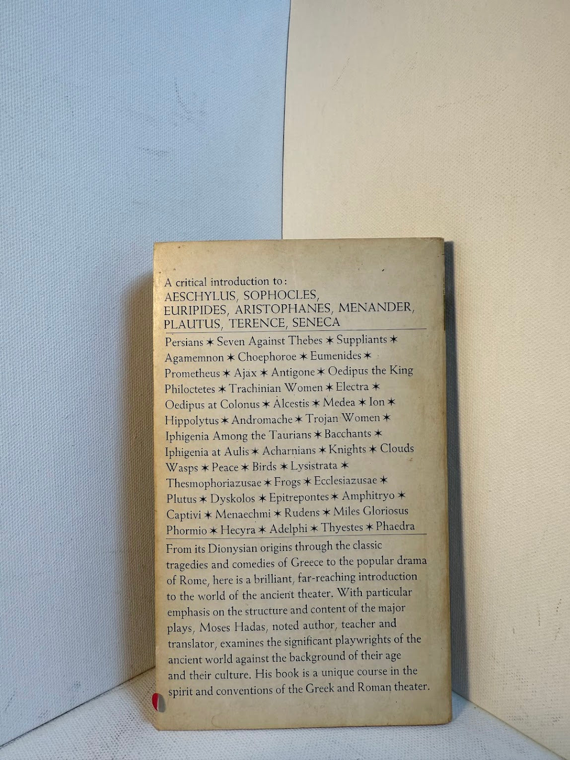 Introduction to Classical Drama by Moses Hadas