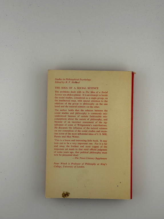 The Idea of a Social Science and Its Relation to Philosophy by Peter Winch