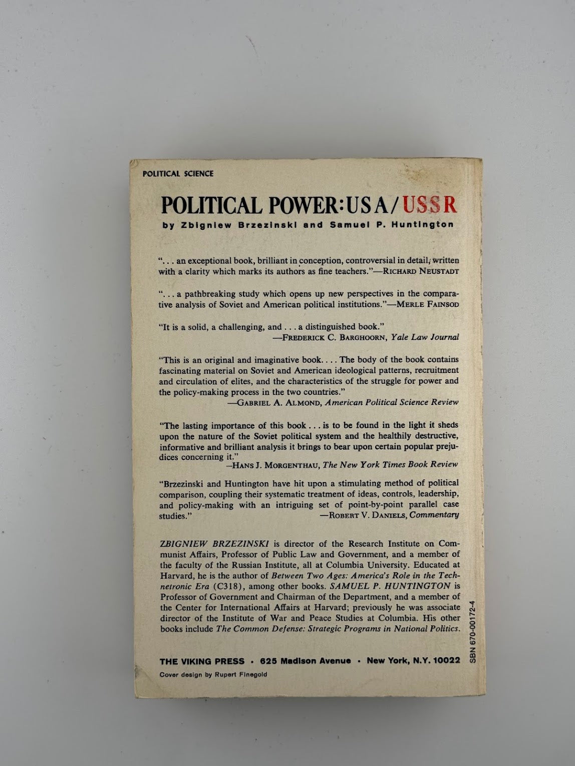 Political Power: USA/USSR by Zbigniew Brzeziński and Samuel Huntington