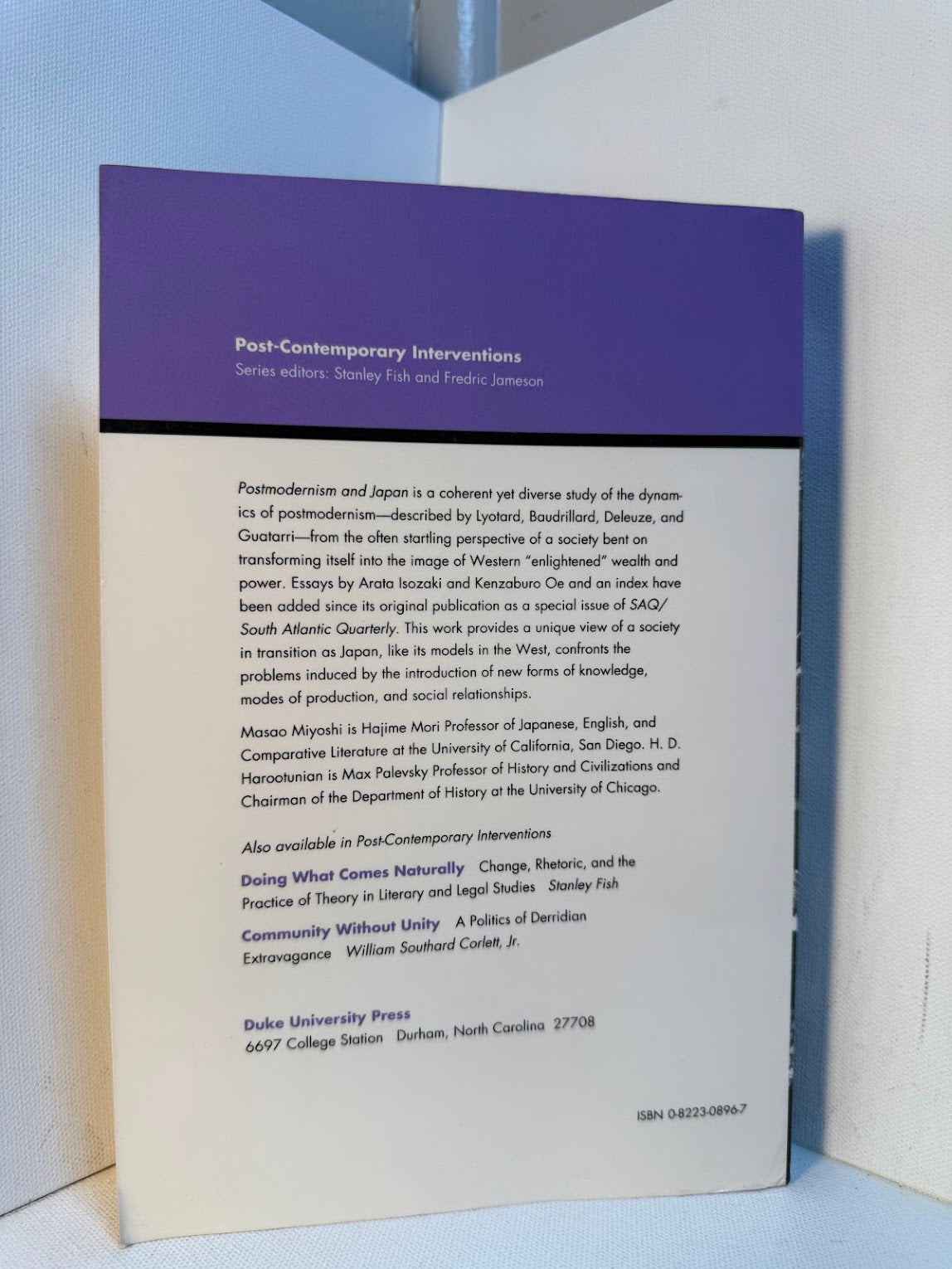 Postmodernism and Japan edited by Masao Miyoshi and H.D. Harootunian