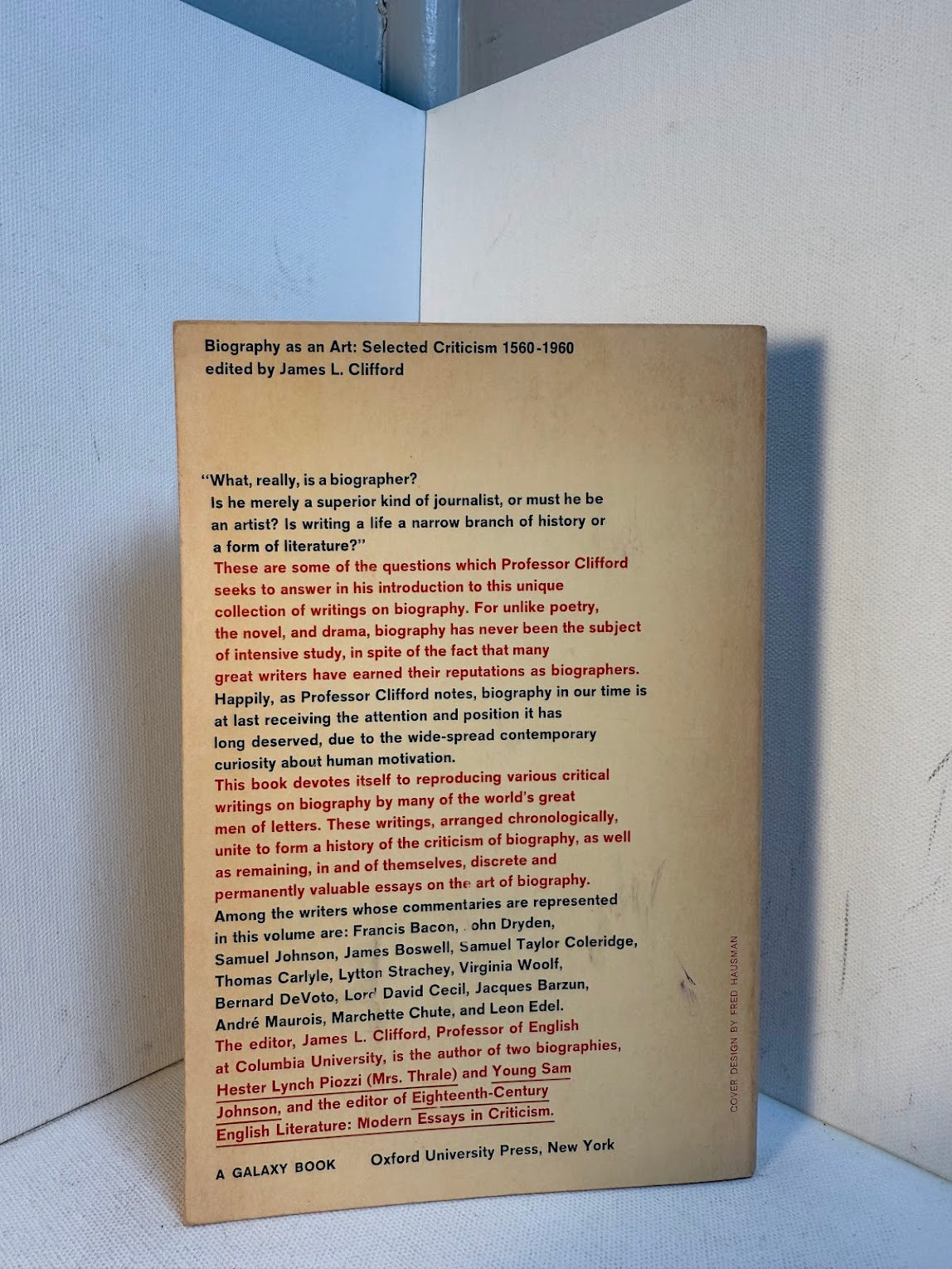 Biography as an Art edited by James L. Clifford