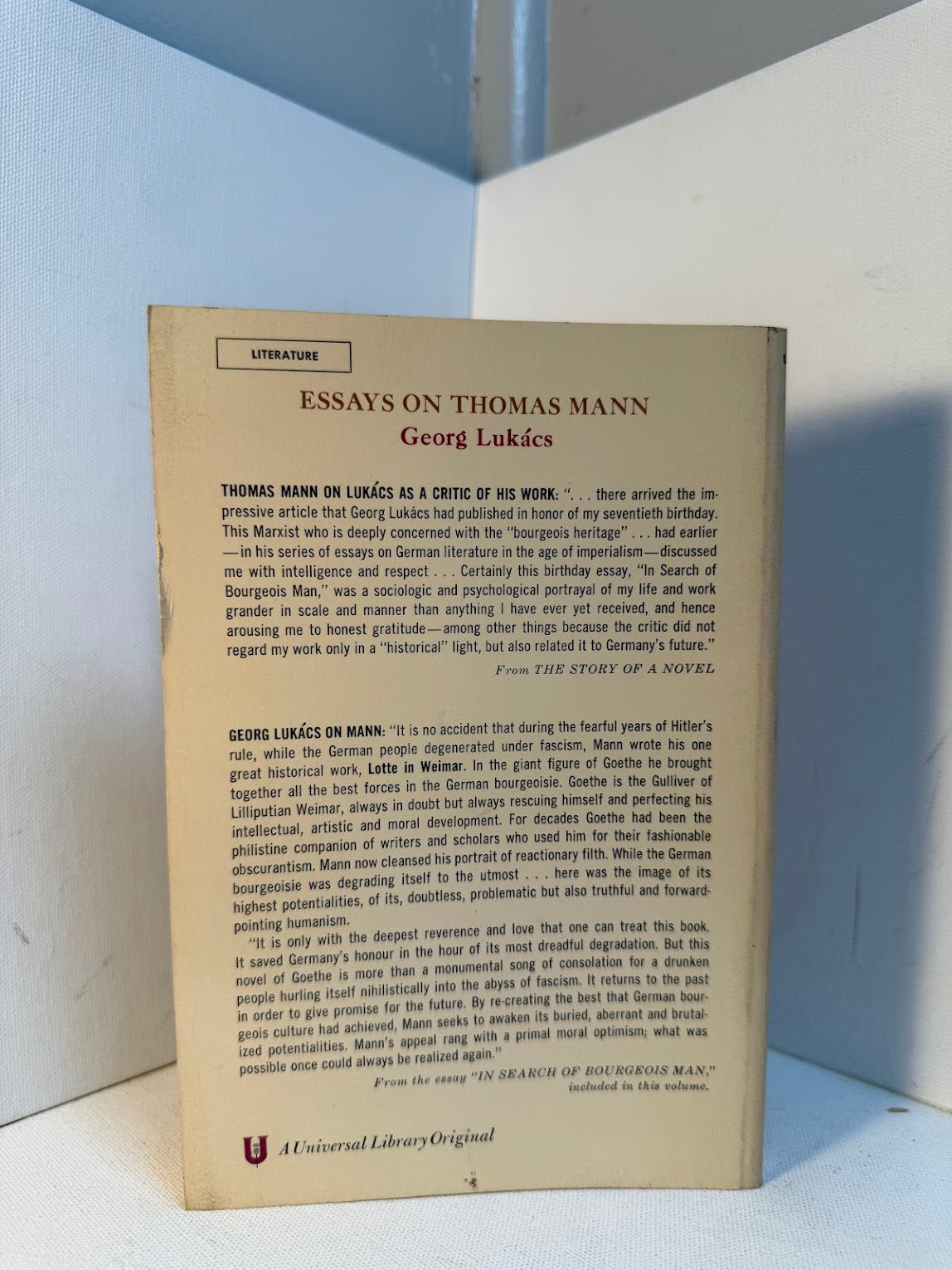 Essays on Thomas Mann by Georg Lukacs