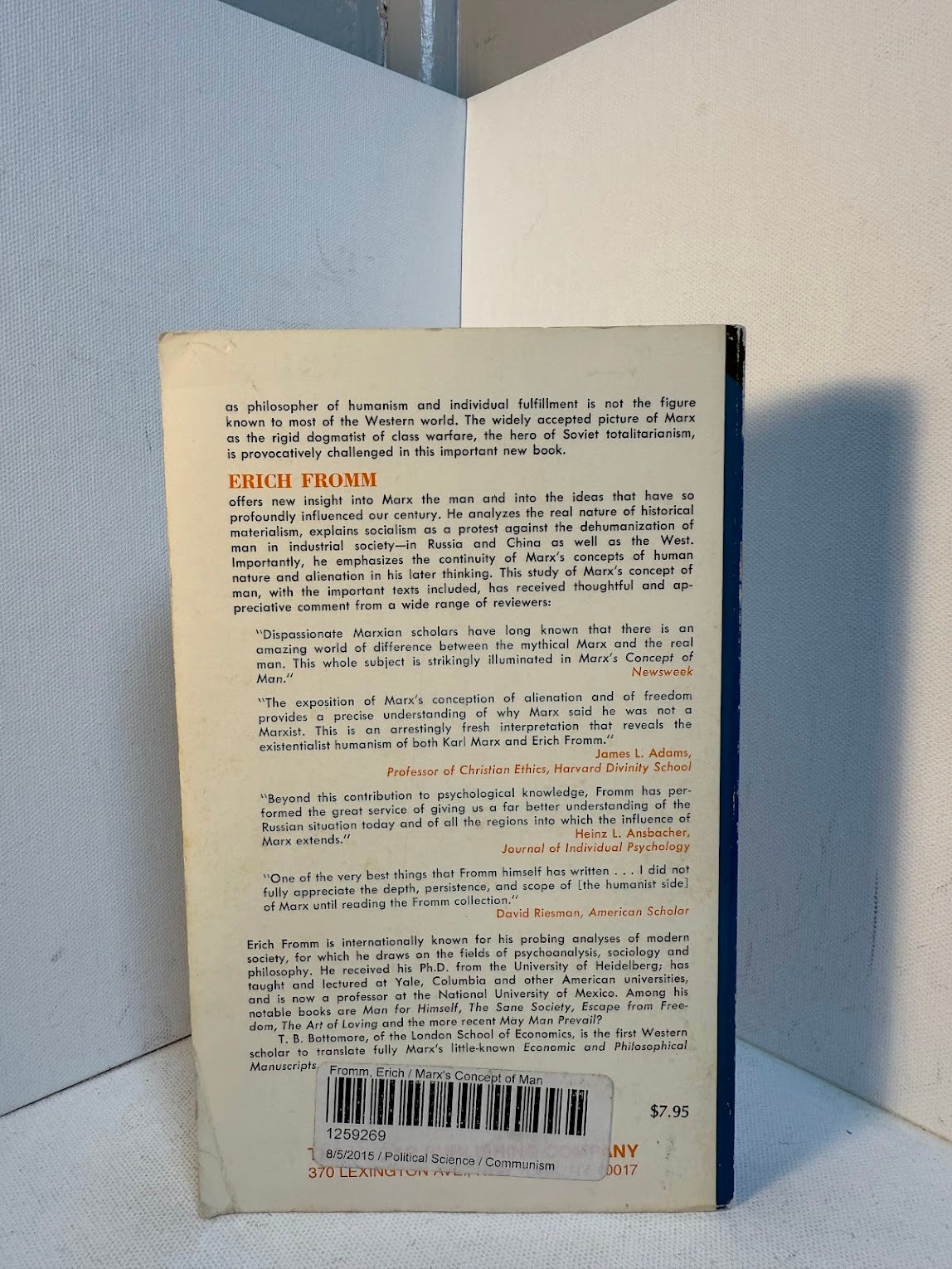 Marx's Concept of Man by Erich Fromm