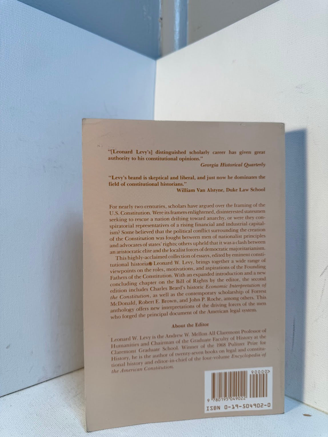 Essays on the Making of the Constitution edited by Leonard W. Levy