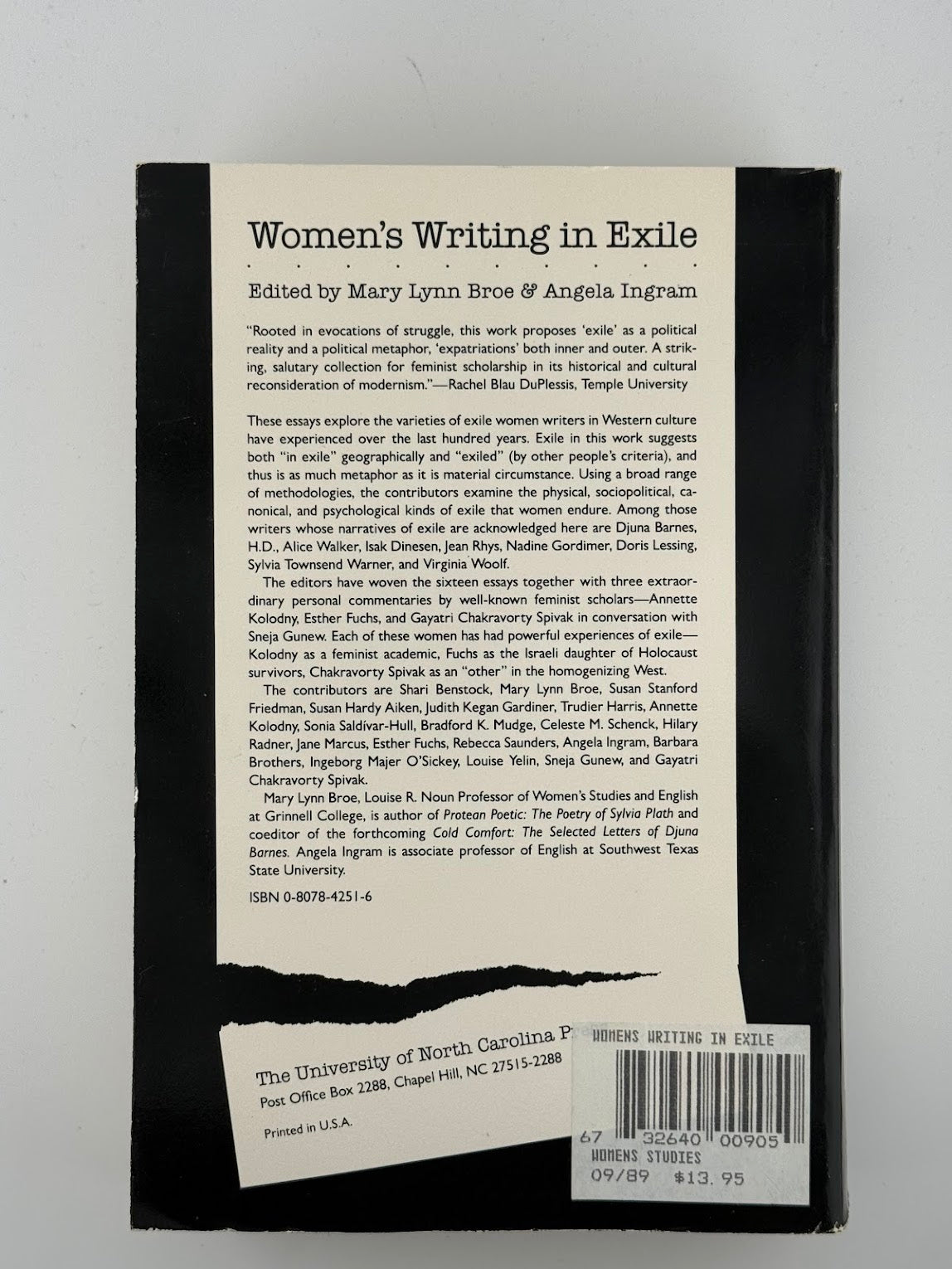 Women's Writing in Exile edited by Mary Lynn Broe & Angela Ingram