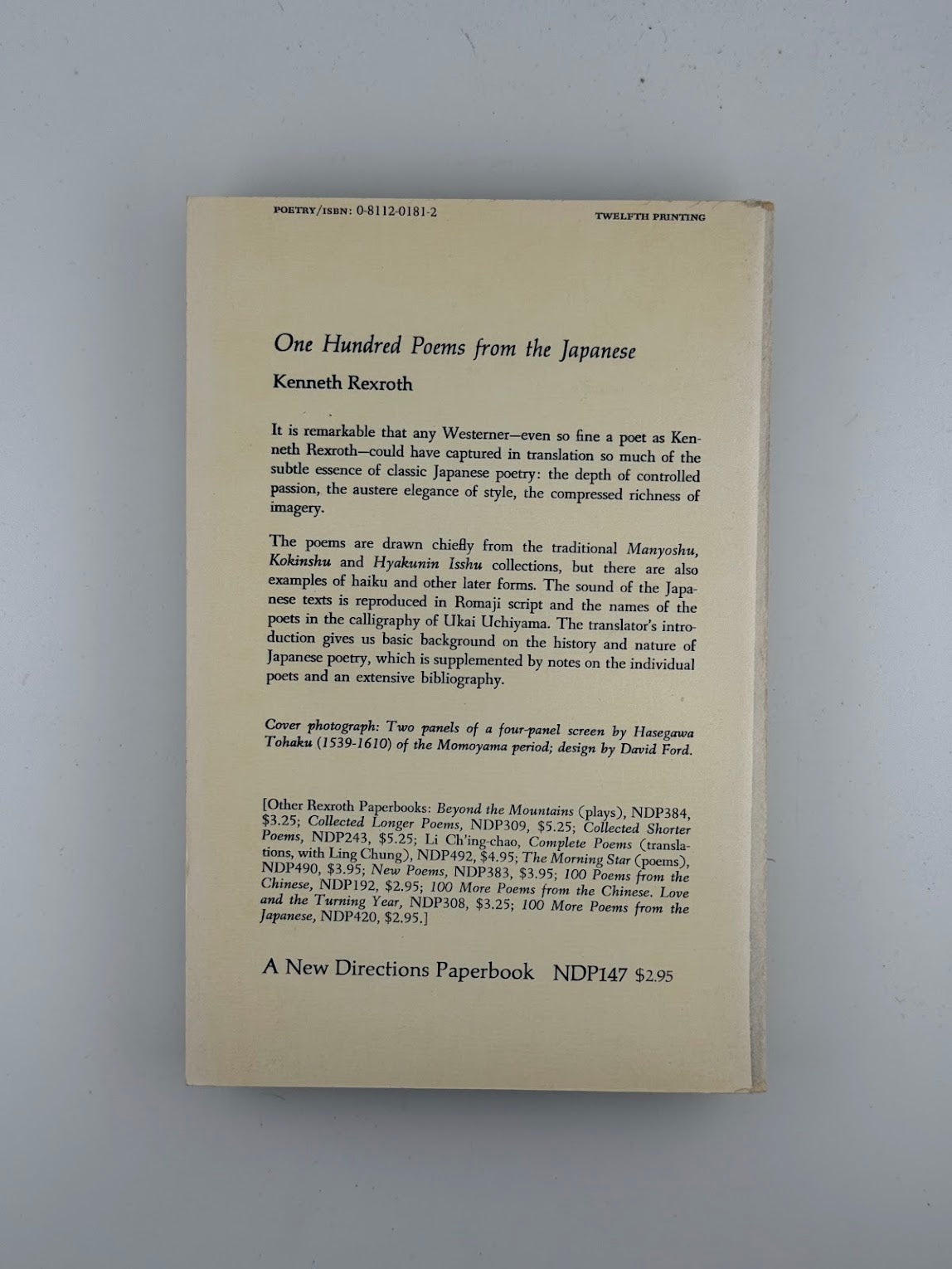 One Hundred Poems from the Japanese by Kenneth Rexroth