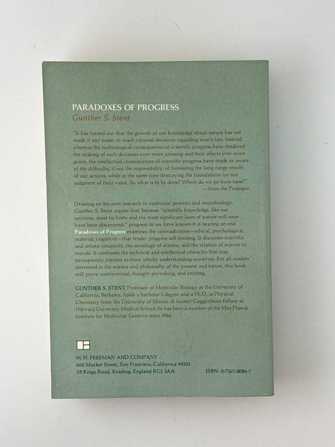 Paradoxes of Progress by Gunther S. Stent