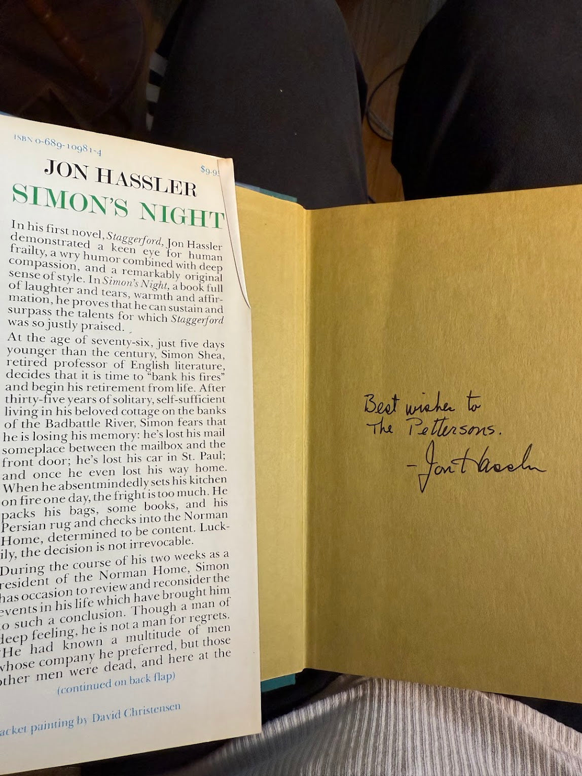 (Signed) Simon's Night & Staggerford by Jon Hassler