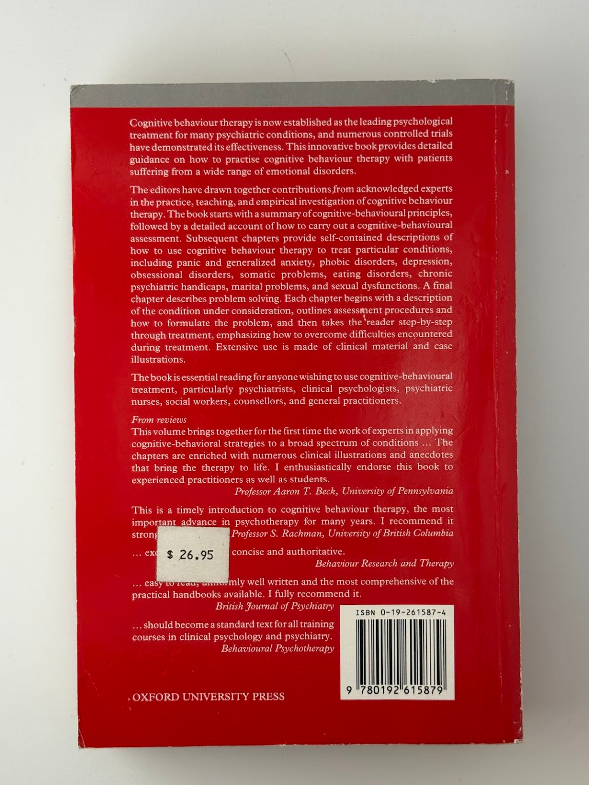 Cognitive Behavior Therapy for Psychiatric Problems - A Practical Guide