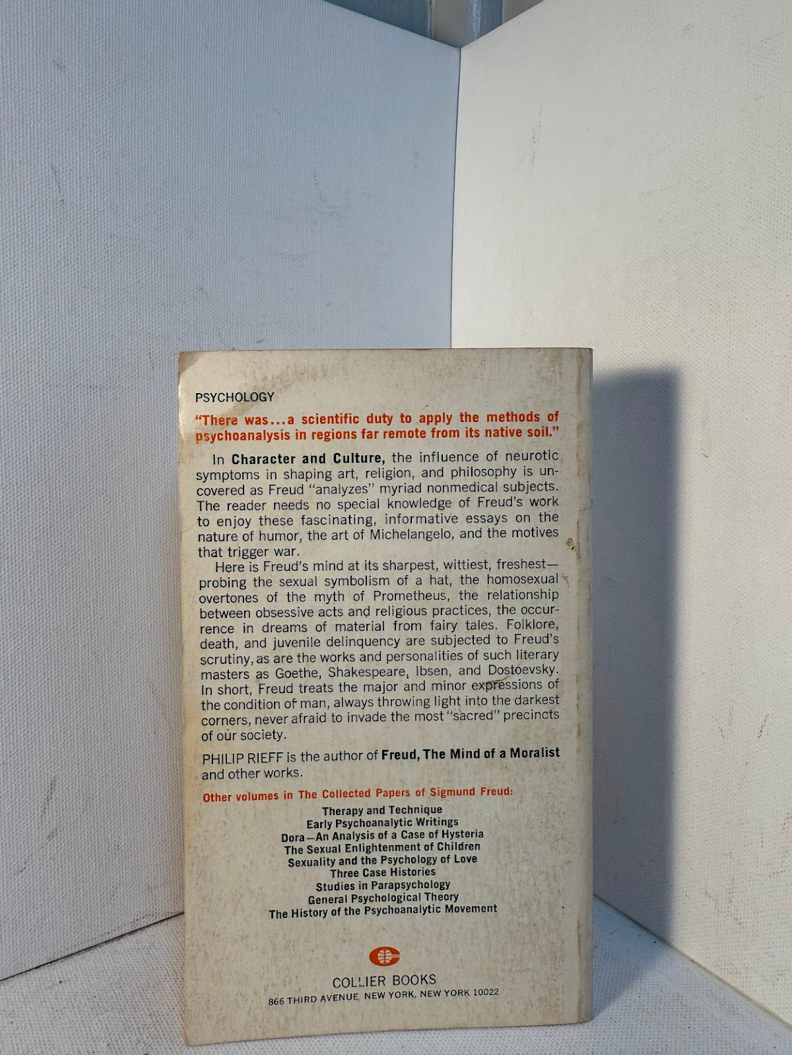 Character and Culture by Freud