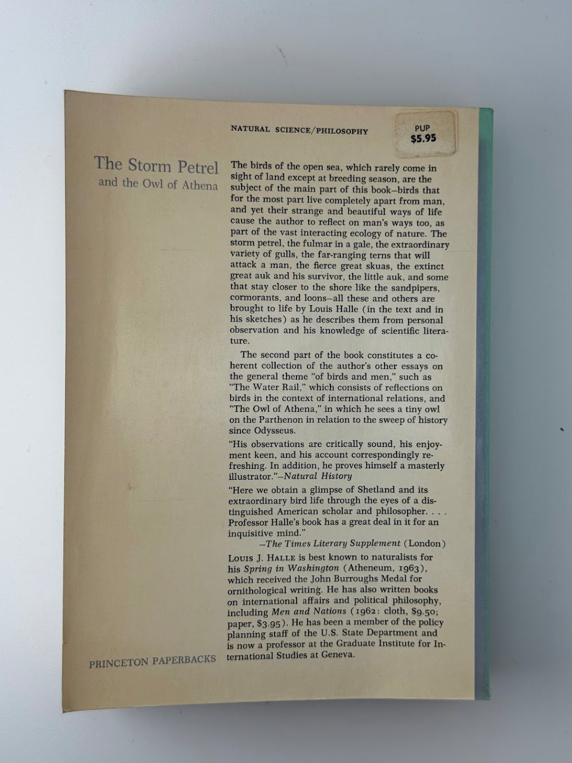 The Storm Petrel and the Owl of Athena by Louis J. Halle