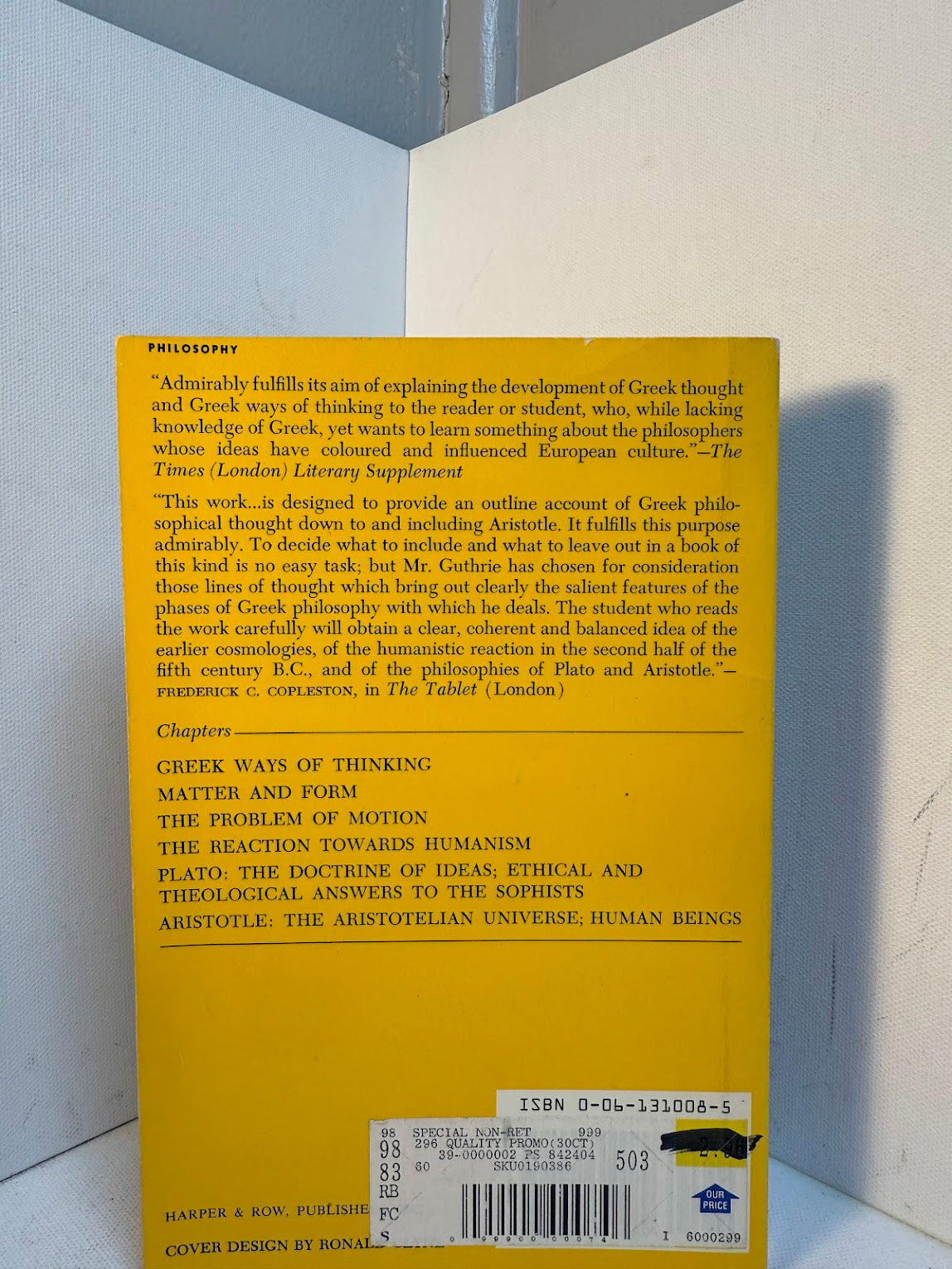 The Greek Philosophers from Thales to Aristotle by W.K.C. Guthrie