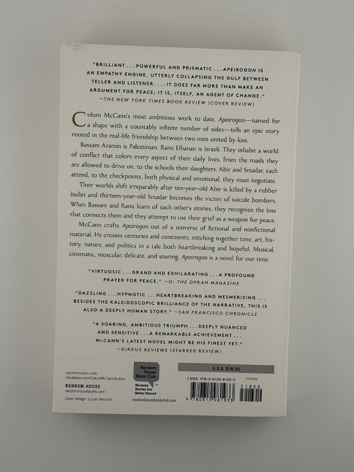 Apeirogon by Colum McCann