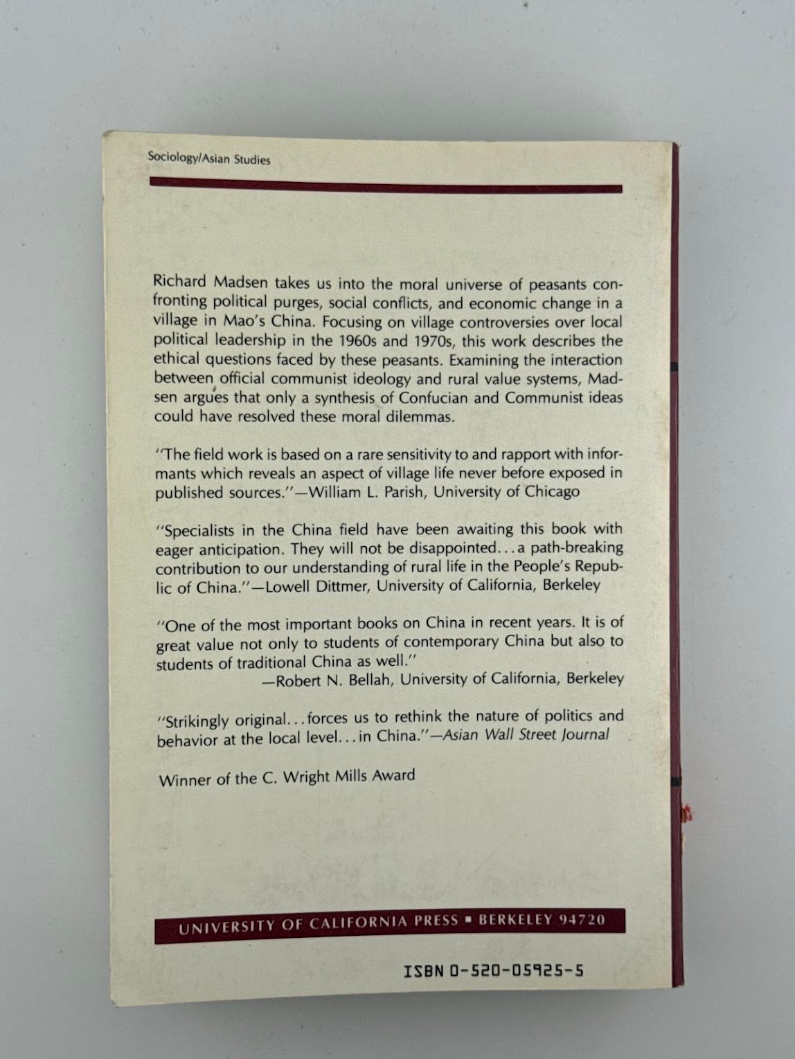 Morality and Power in a Chinese Village by Richard Madsen