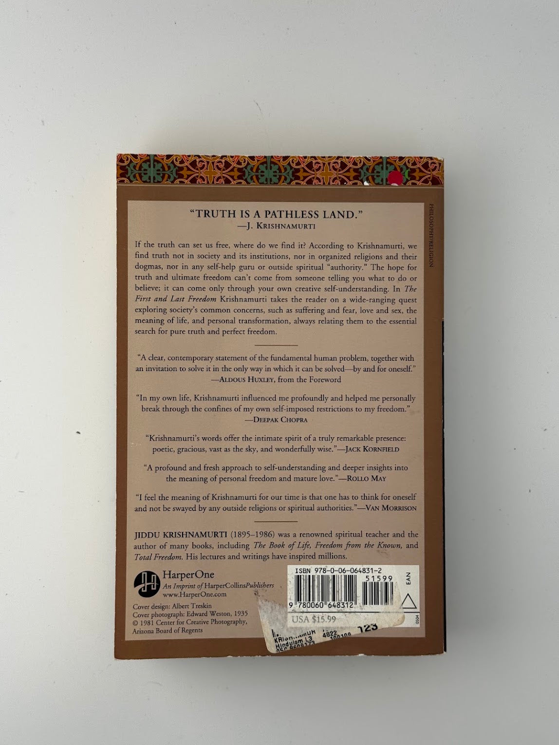The First and Last Freedom by J. Krishnamurti