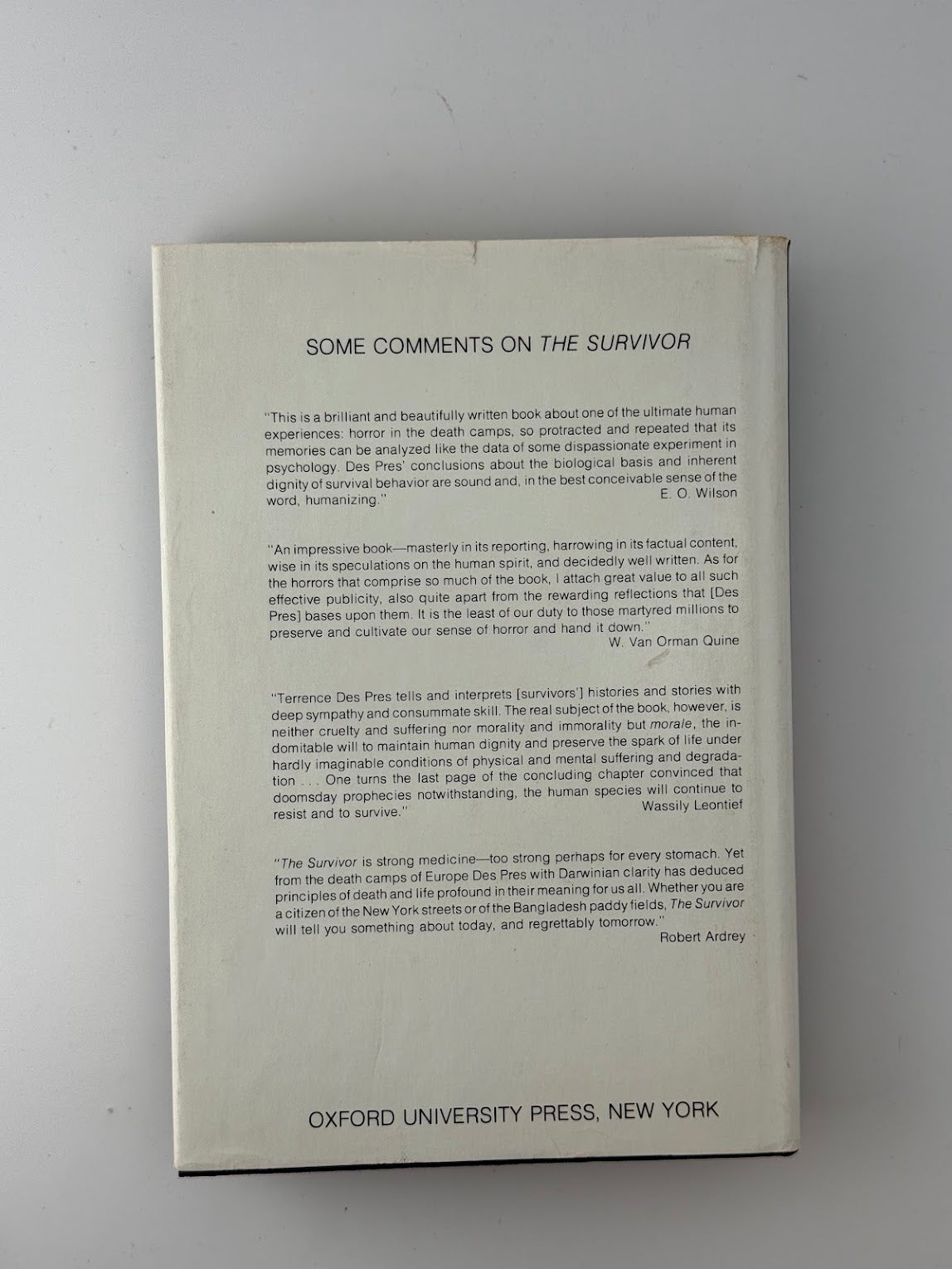 The Survivor - An Anatomy of the Life in the Death Camps by Terrence Des Pres