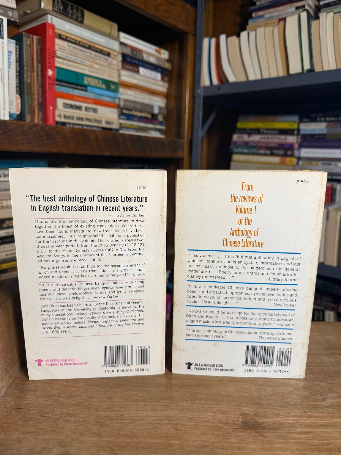 Anthology of Chinese Literature 2 volume edited by Cyril Birch