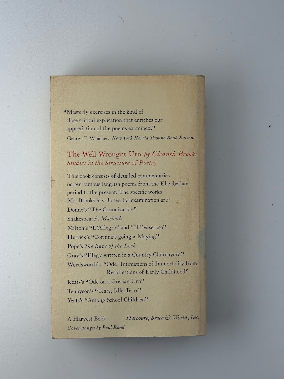 The Well Wrought Urn by Cleanth Brooks