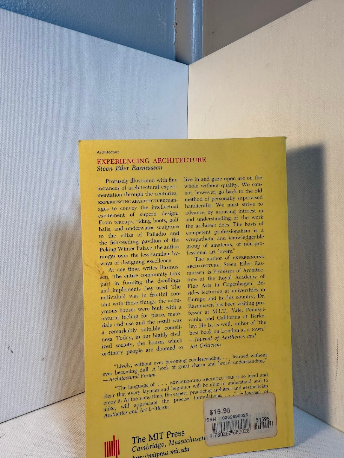 Experiencing Architecture by Steen Eiler Rasmussen