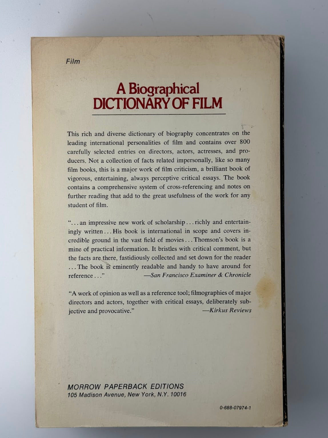 A Biographical Dictionary of Film by David Thomson