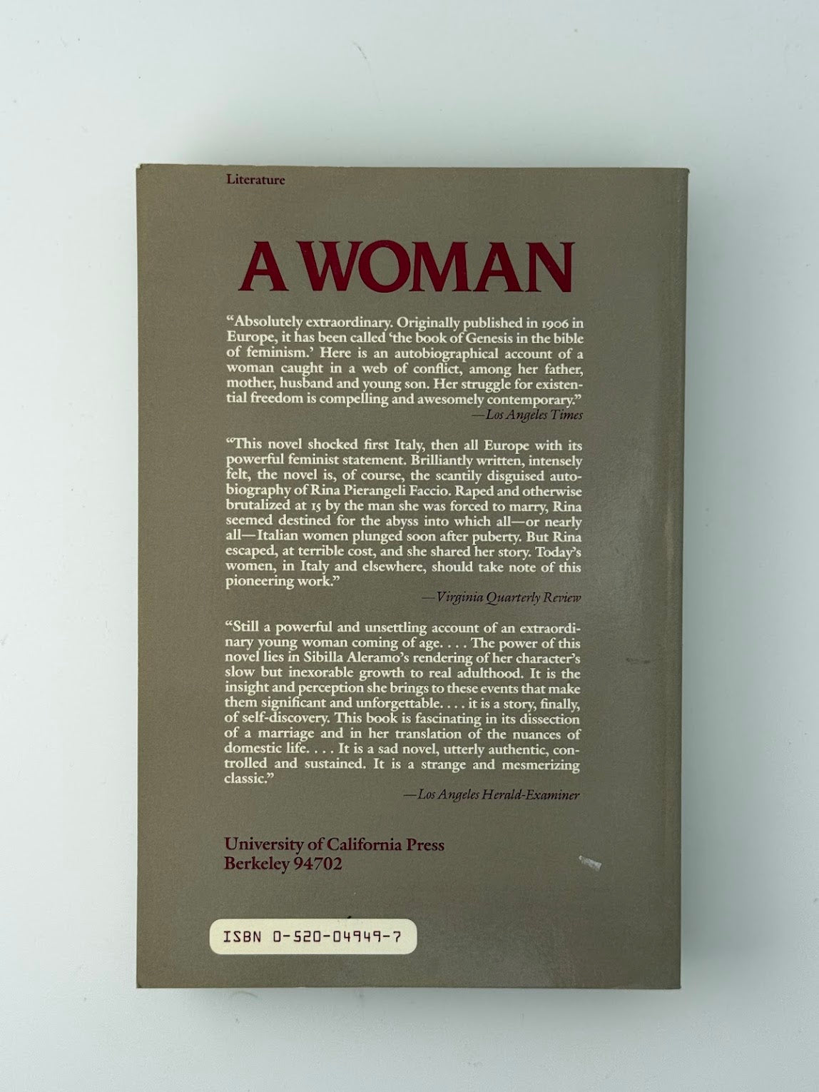 A Woman by Sibilla Aleramo