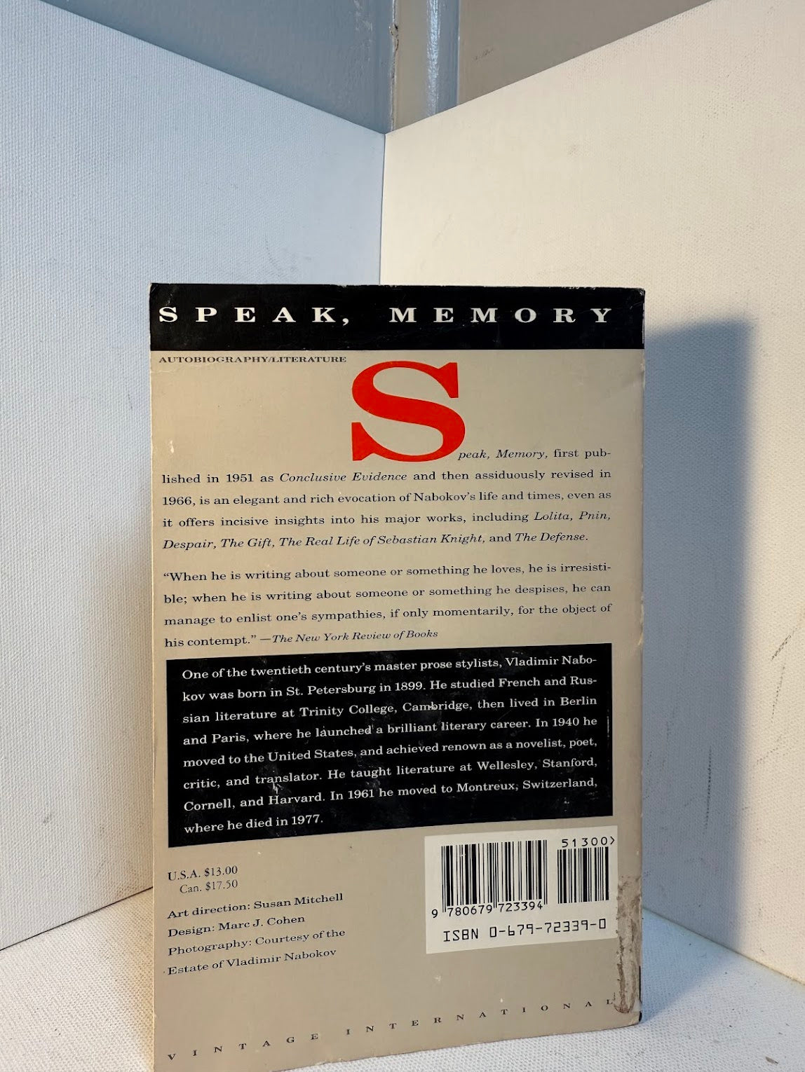 Speak, Memory by Vladimir Nabokov