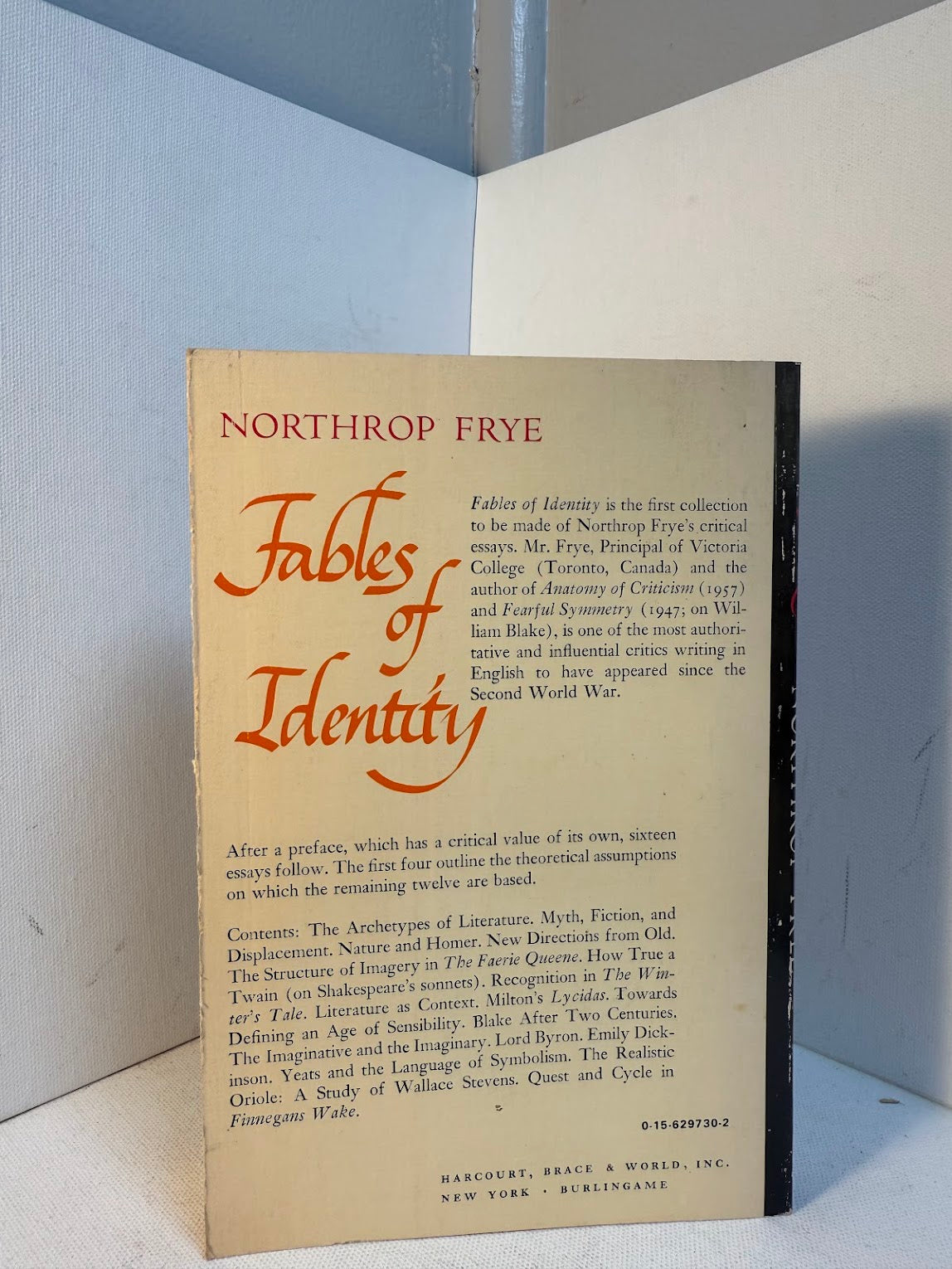Fables of Identity - Studies in Poetic Mythology by Northrop Frye