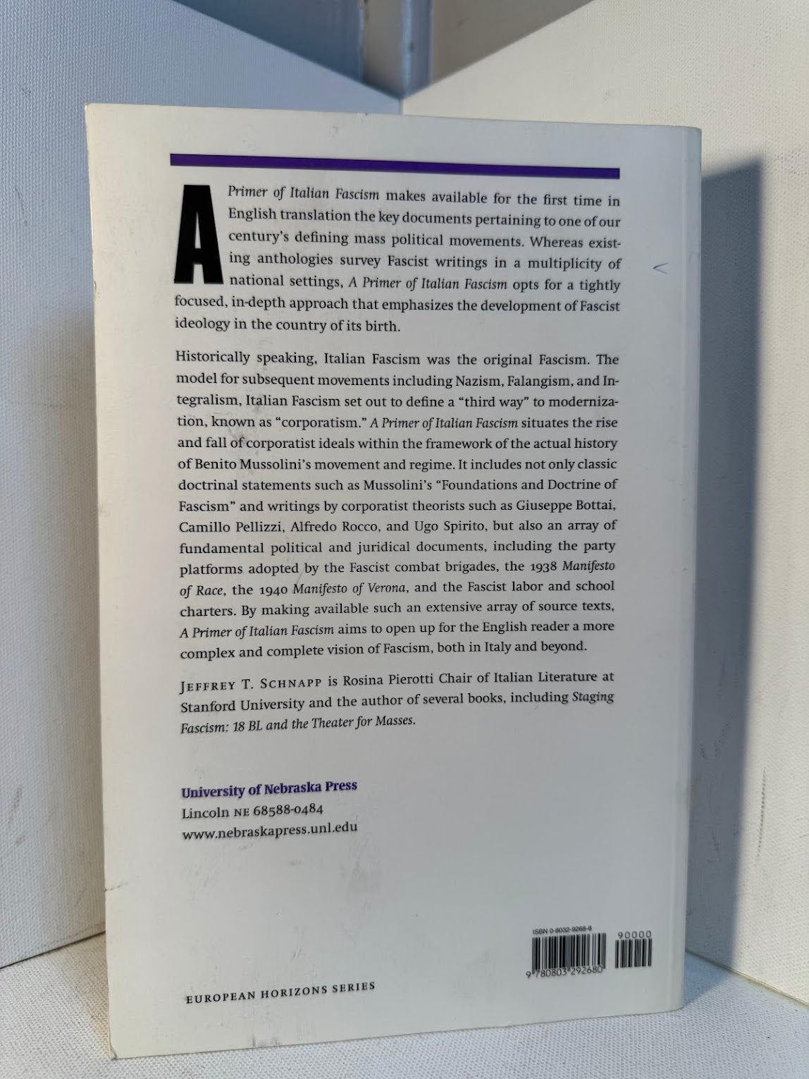 A Primer of Italian Fascism edited by Jeffrey T. Schnapp