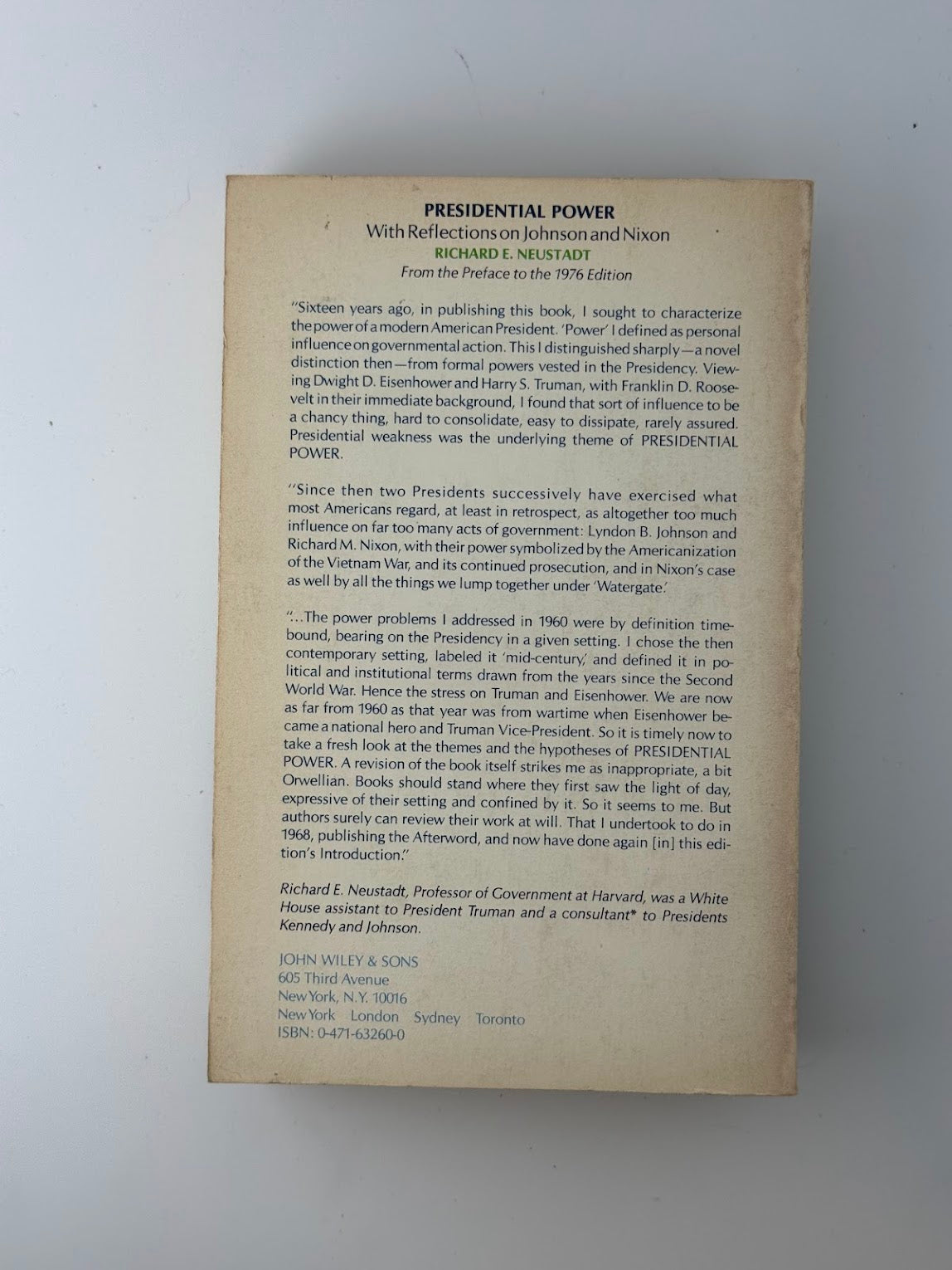 Presidential Power by Richard E. Neustadt