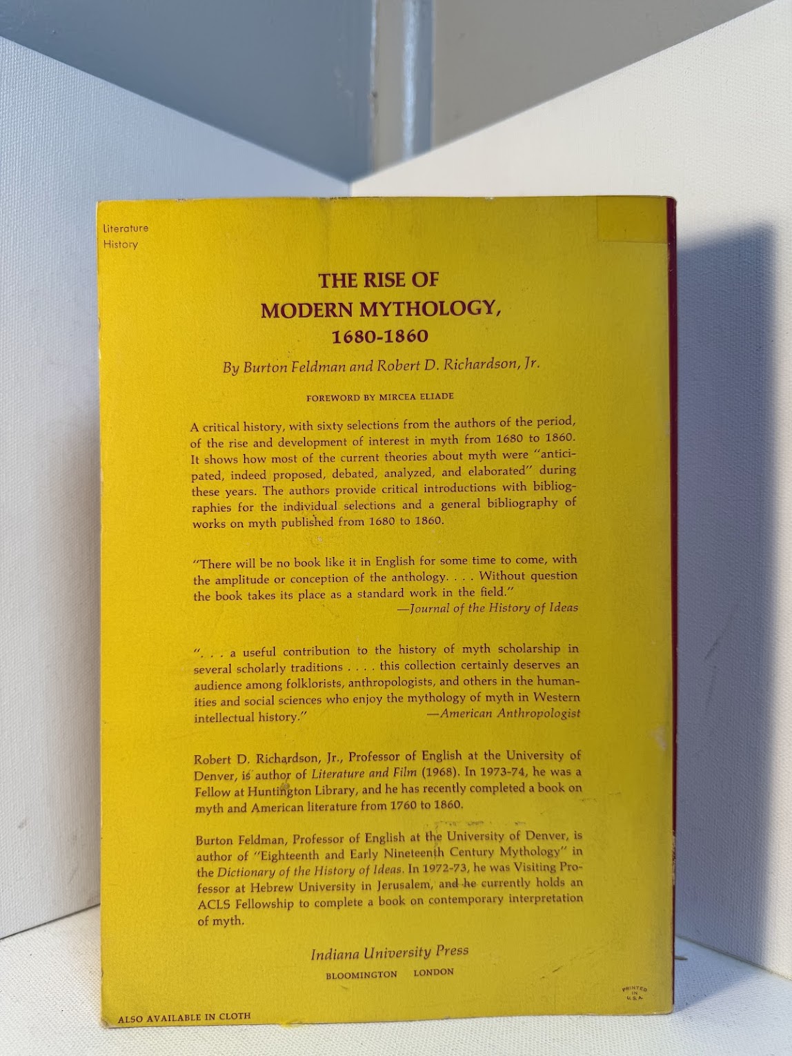 The Rise of Modern Mythology 1680-1860 by Burton Feldman and Robert D. Richardson
