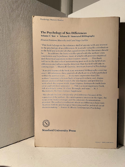 The Psychology of Sex Differences edited Eleanor Emmons Maccoby and Carol Nagy Jacklin