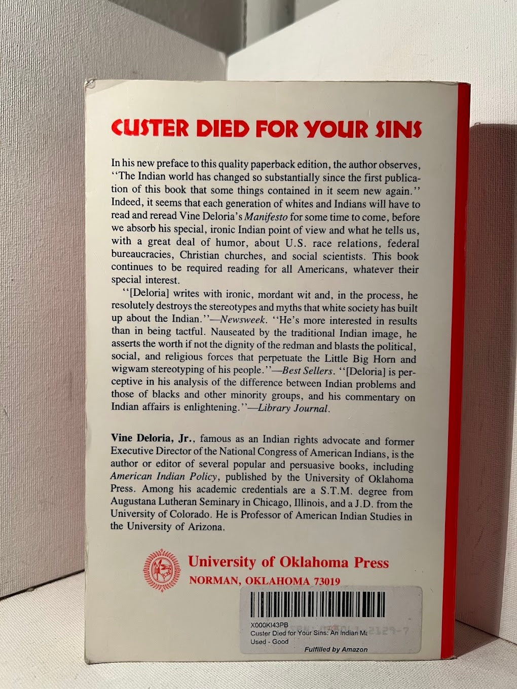 Custer Died For Your Sins by Vine Deloria Jr.