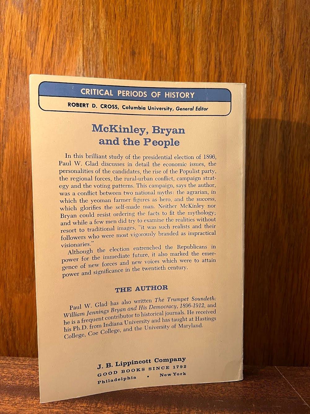 McKinley, Bryan, and the People by Paul W. Glad