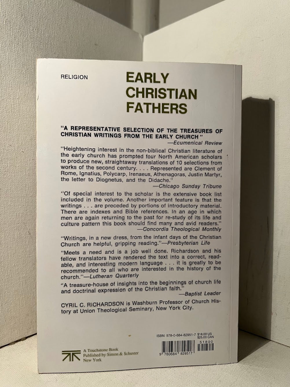 Early Christian Fathers edited by Cyril C. Richardson