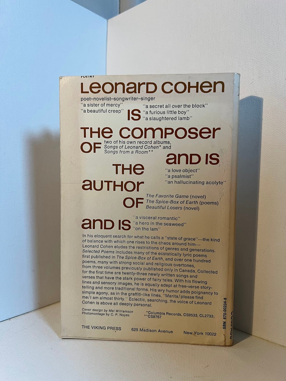 Selected Poems 1956-1968 by Leonard Cohen