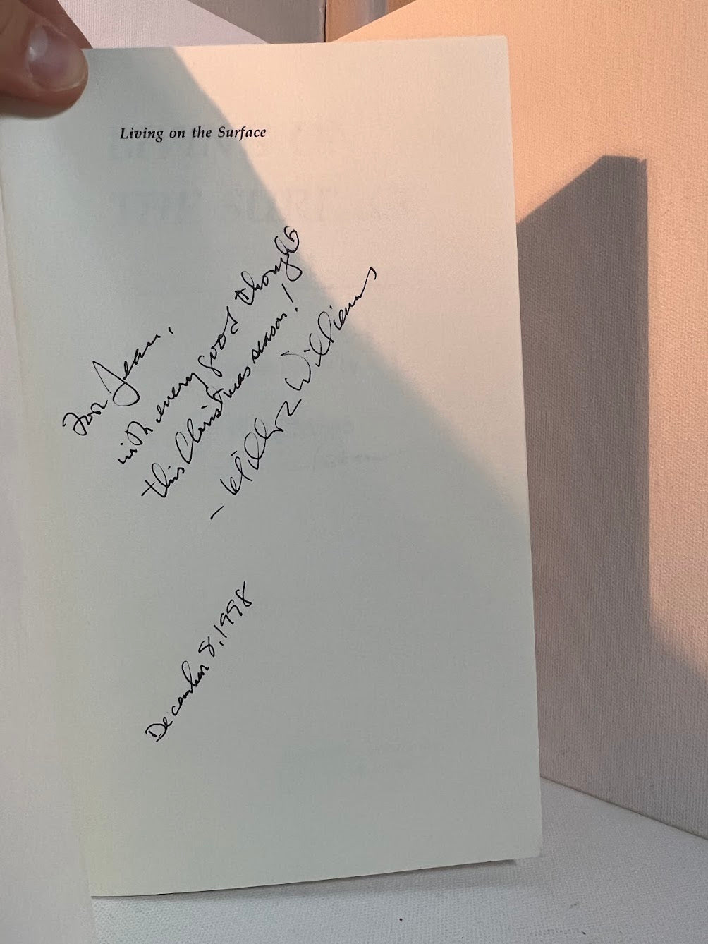 [signed/inscribed] Living on the Surface by Miller Williams