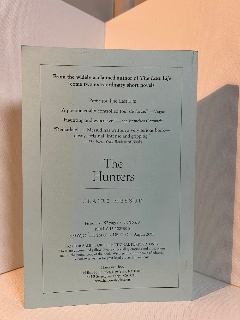 The Hunters by Claire Messud (Uncorrected Proof)