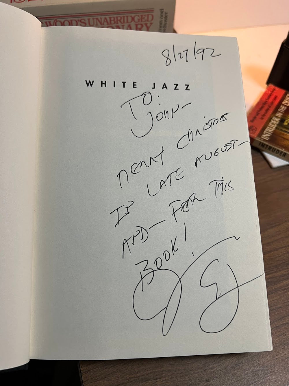 [Inscribed] White Jazz by James Ellroy