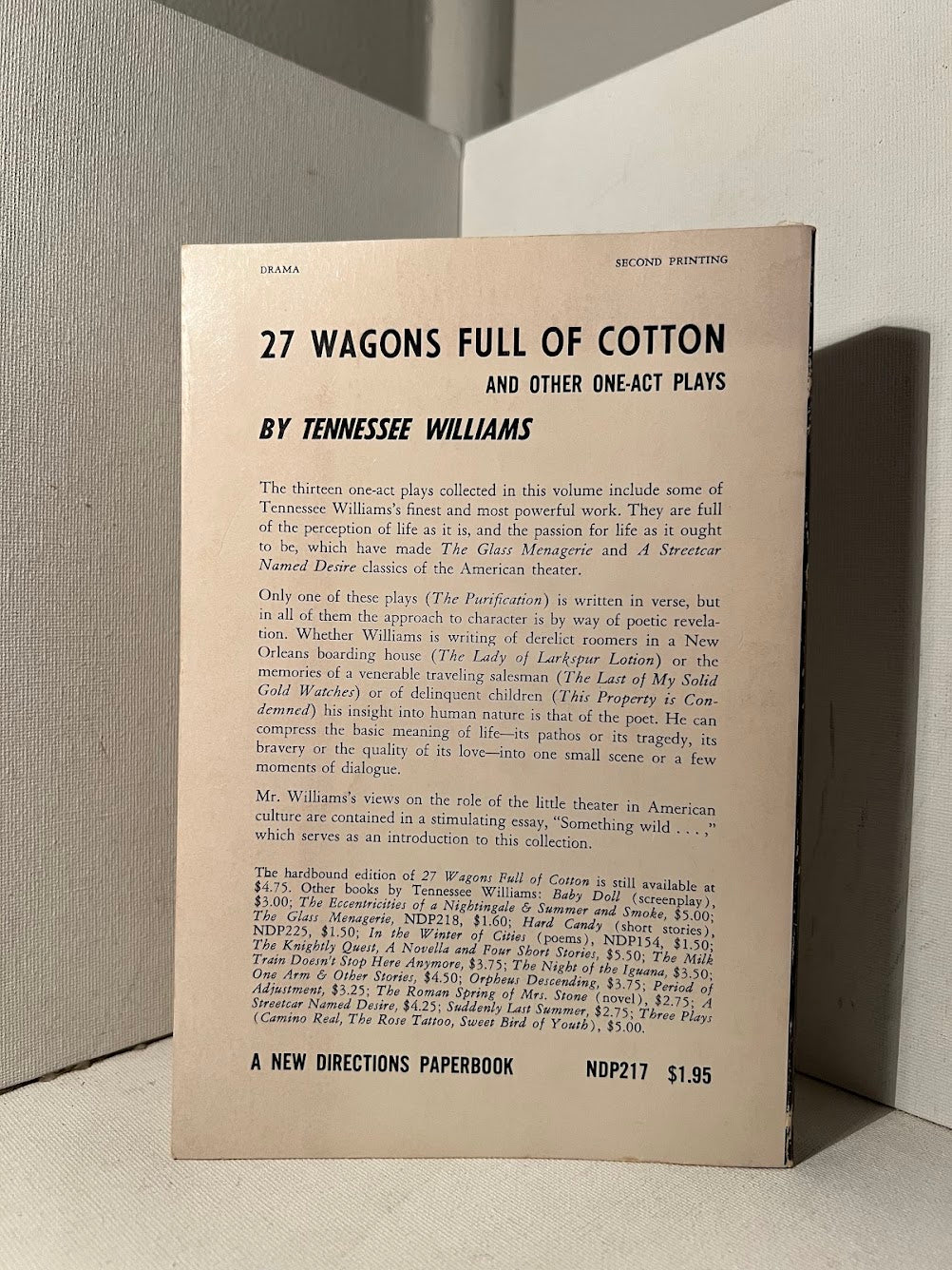 27 Wagons Full of Cotton and Other Plays by Tennessee Williams