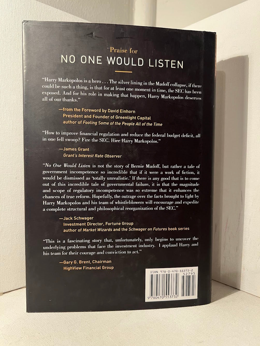 No One Would Listen - A True Financial Thriller by Harry Markopolos