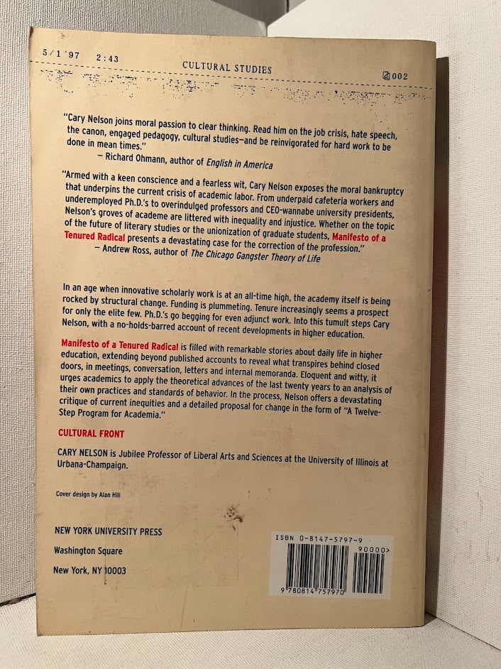 Manifesto of A Tenured Radical by Cary Nelson
