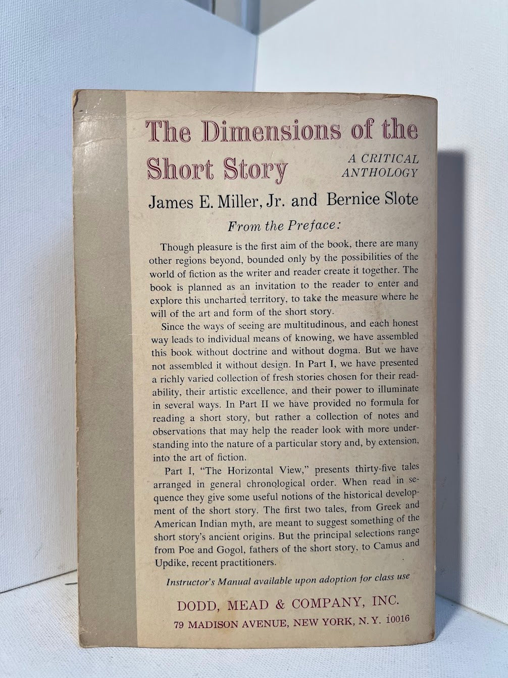 The Dimensions of the Short Story edited by James E. Miller and Bernice Slote