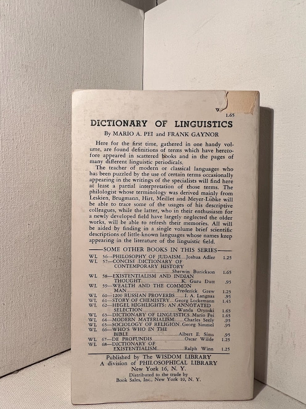 Dictionary of Linguistics by Mario Pei and Frank Gaynor