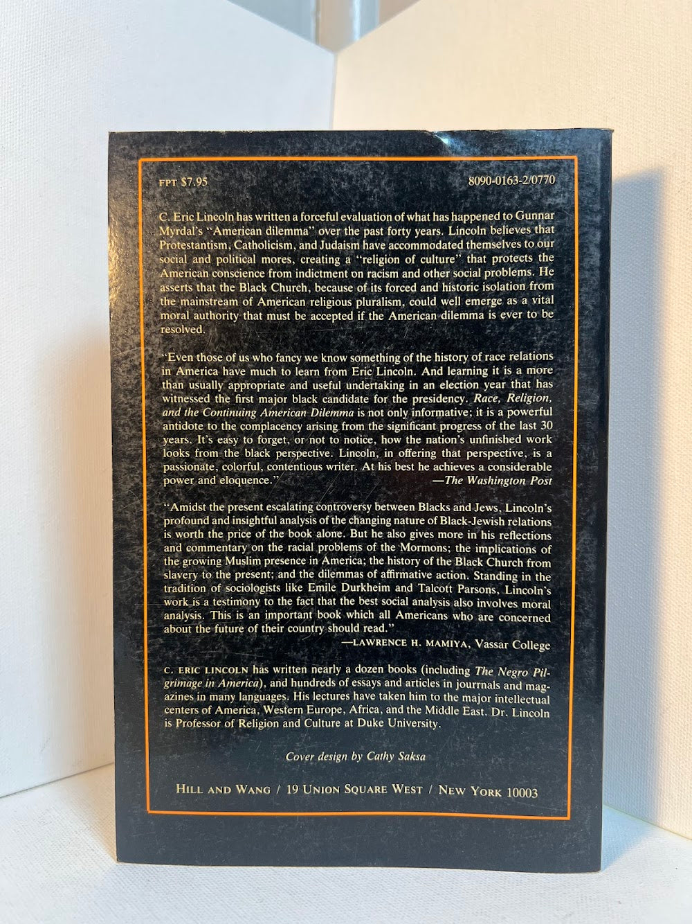 Race Religion and the Continuing American Dilemma by C. Eric Lincoln