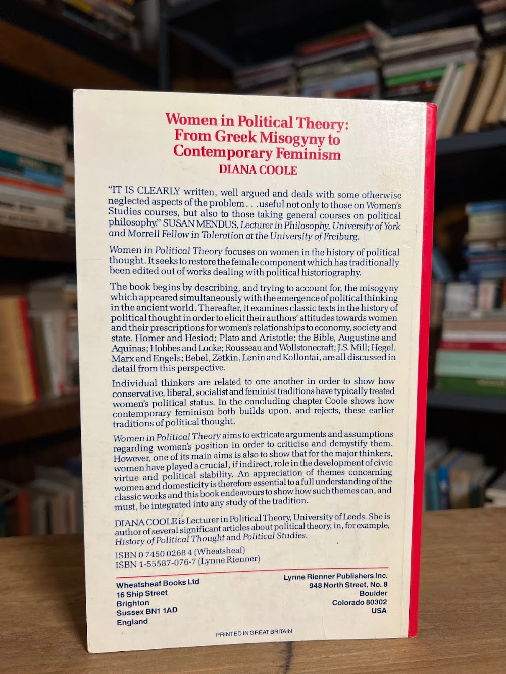 Women in Political Theory by Diana H. Coole