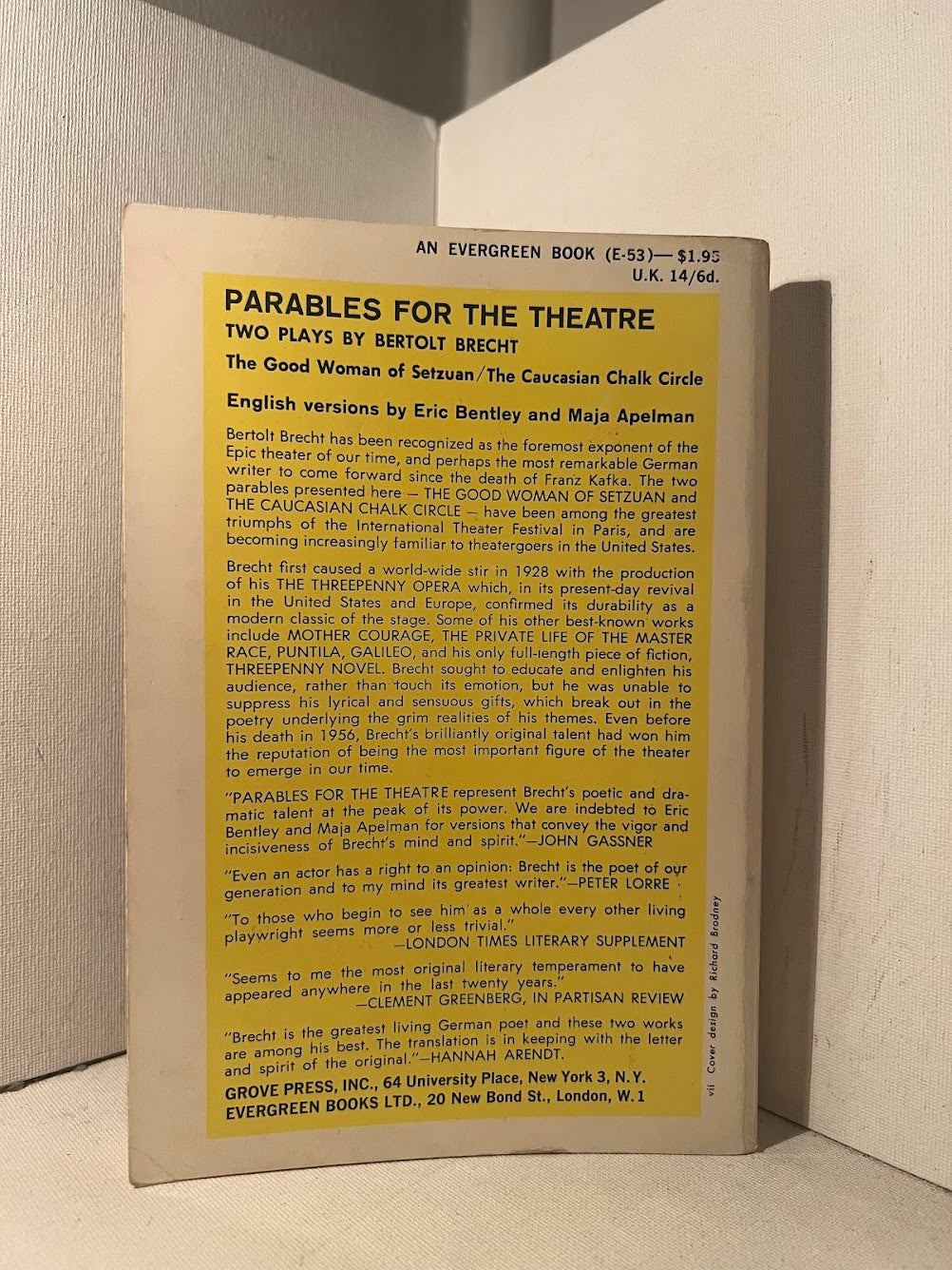 Parables for the Theatre by Bertolt Brecht