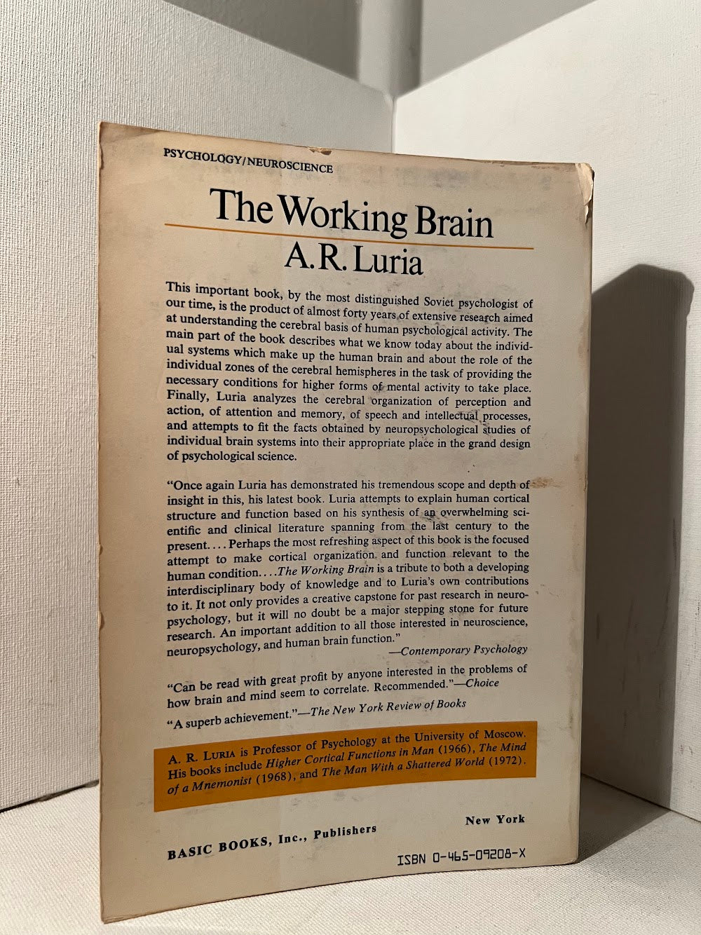 The Working Brain: An Introduction to Neuropsychology by A.R. Luria