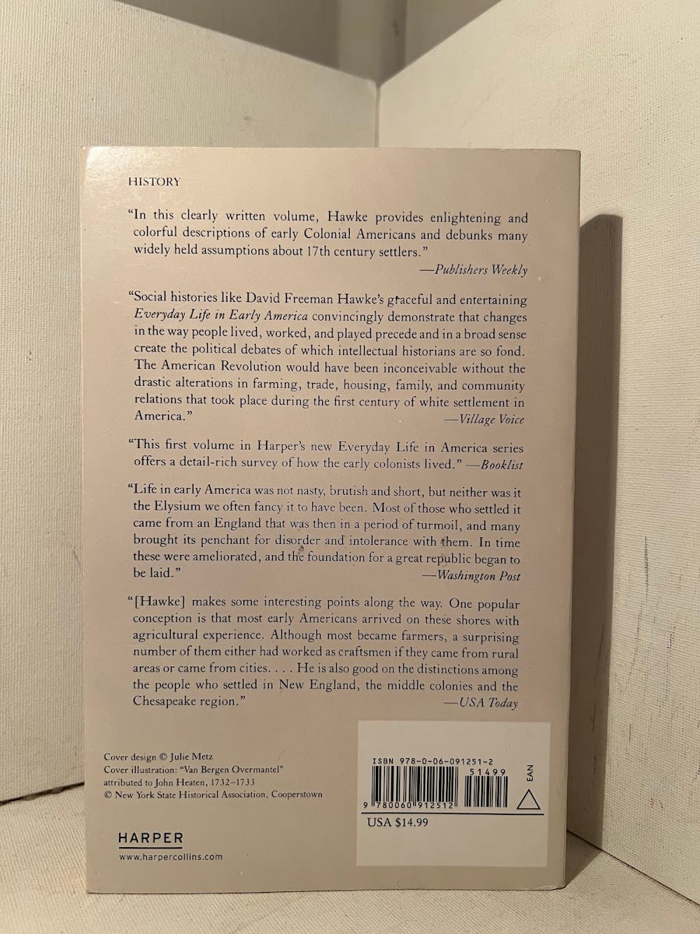 Everyday Life in Early America by David Freeman Hawke