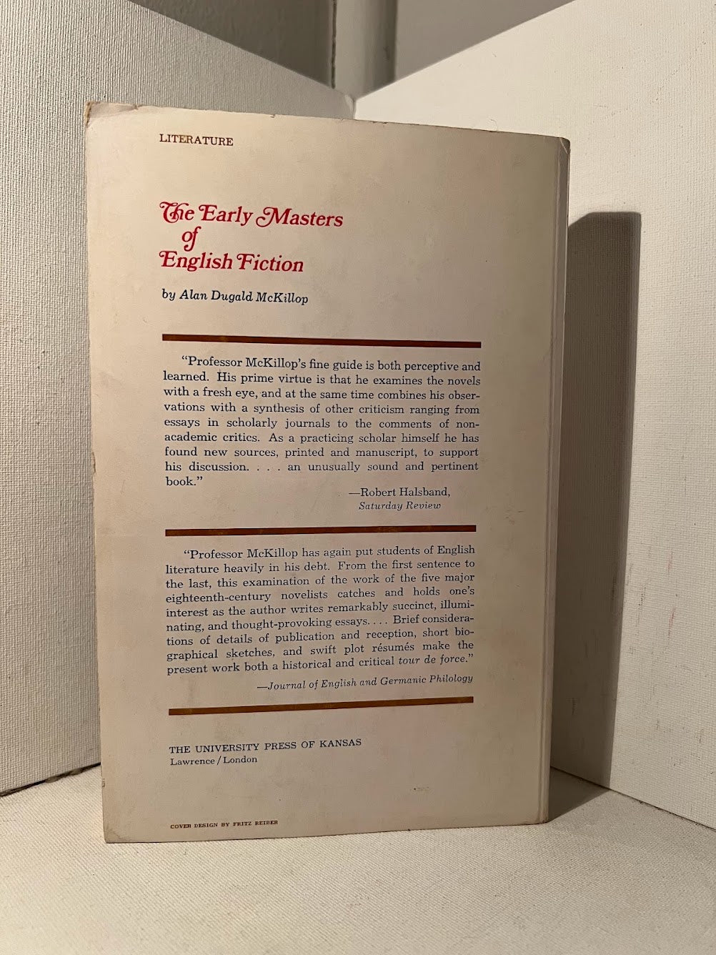 The Early Masters of English Fiction by Alan Dugald McKillop