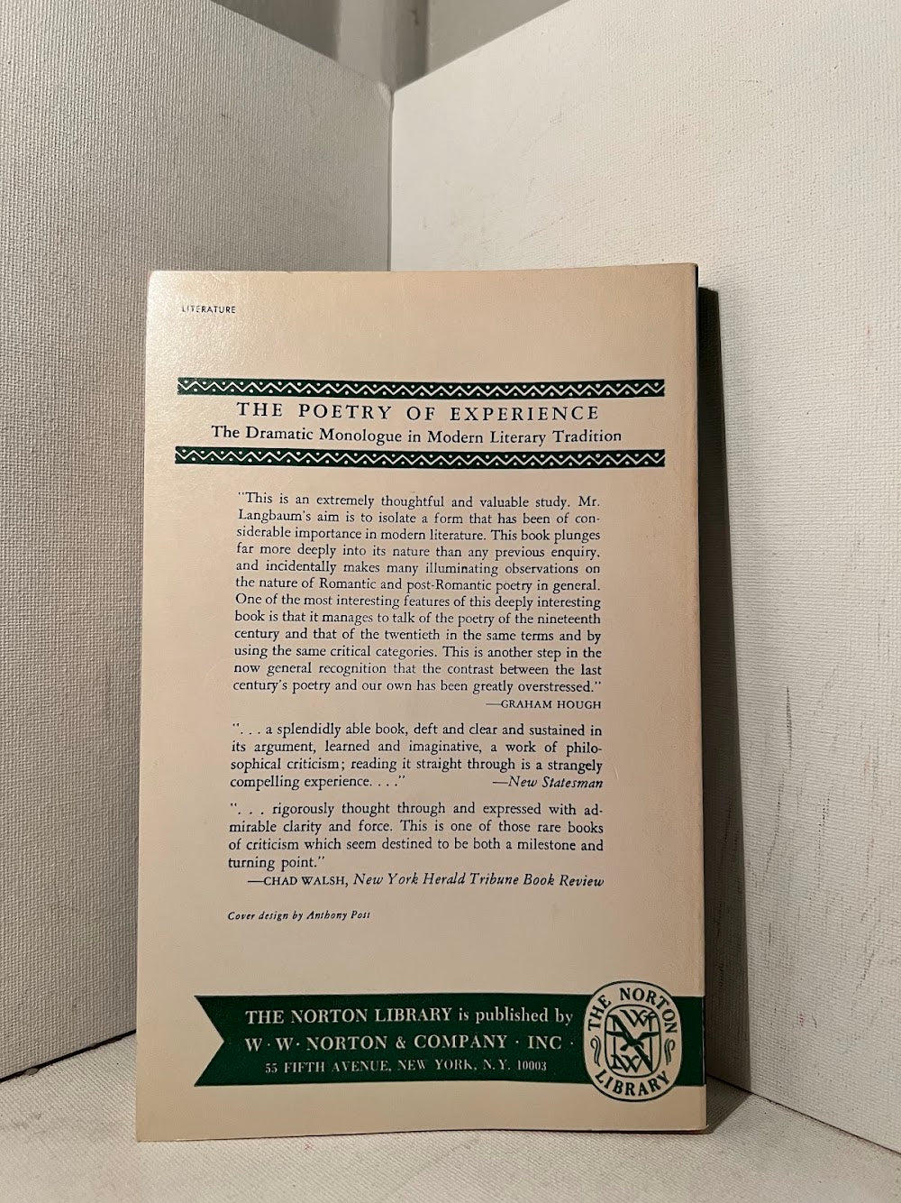 The Poetry of Experience - The Dramatic Monologue in Modern Literary Tradition by Robert Langbaum